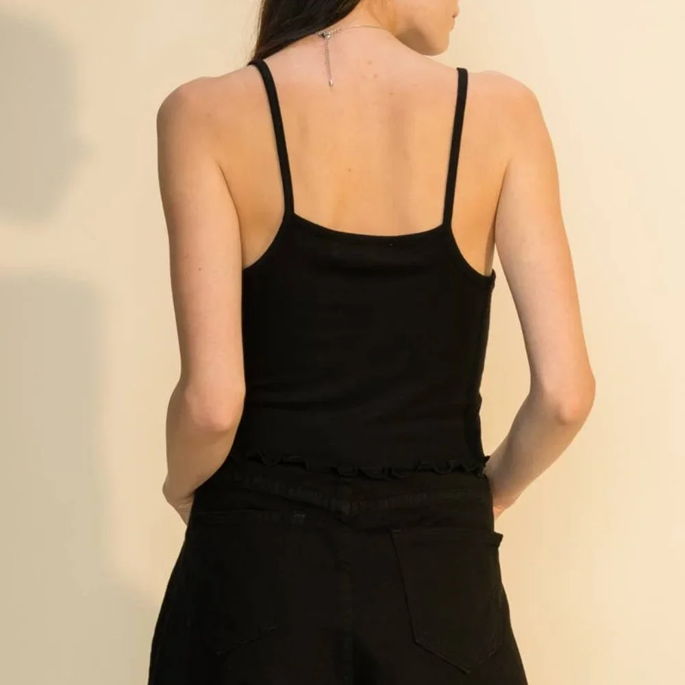 Lettuce Hem Crop Cami Top - Picture 3 of 3